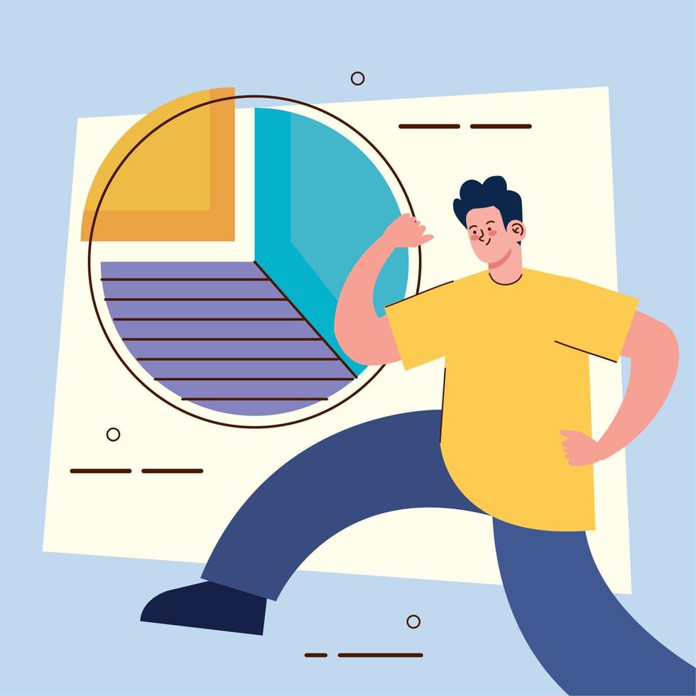 business man with statistics pie vector