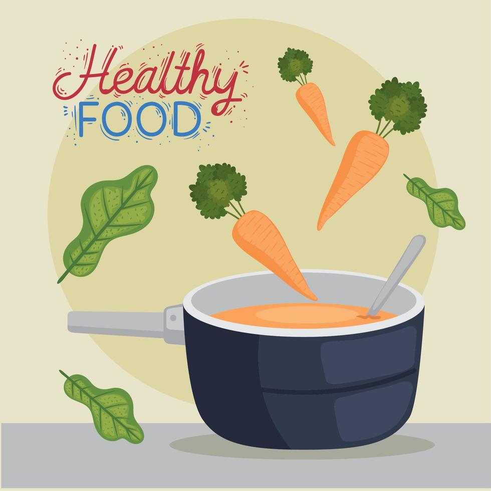 healthy food lettering with carrots vector