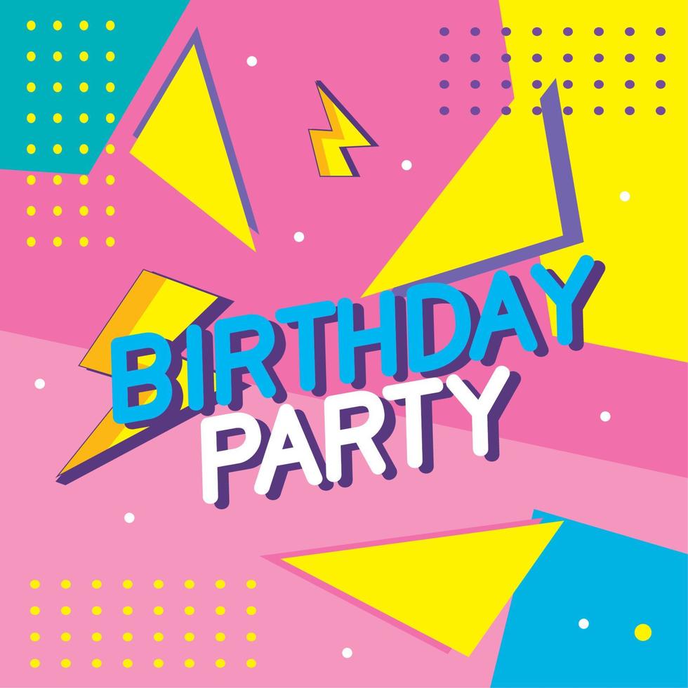 birthday party invitation with figures vector