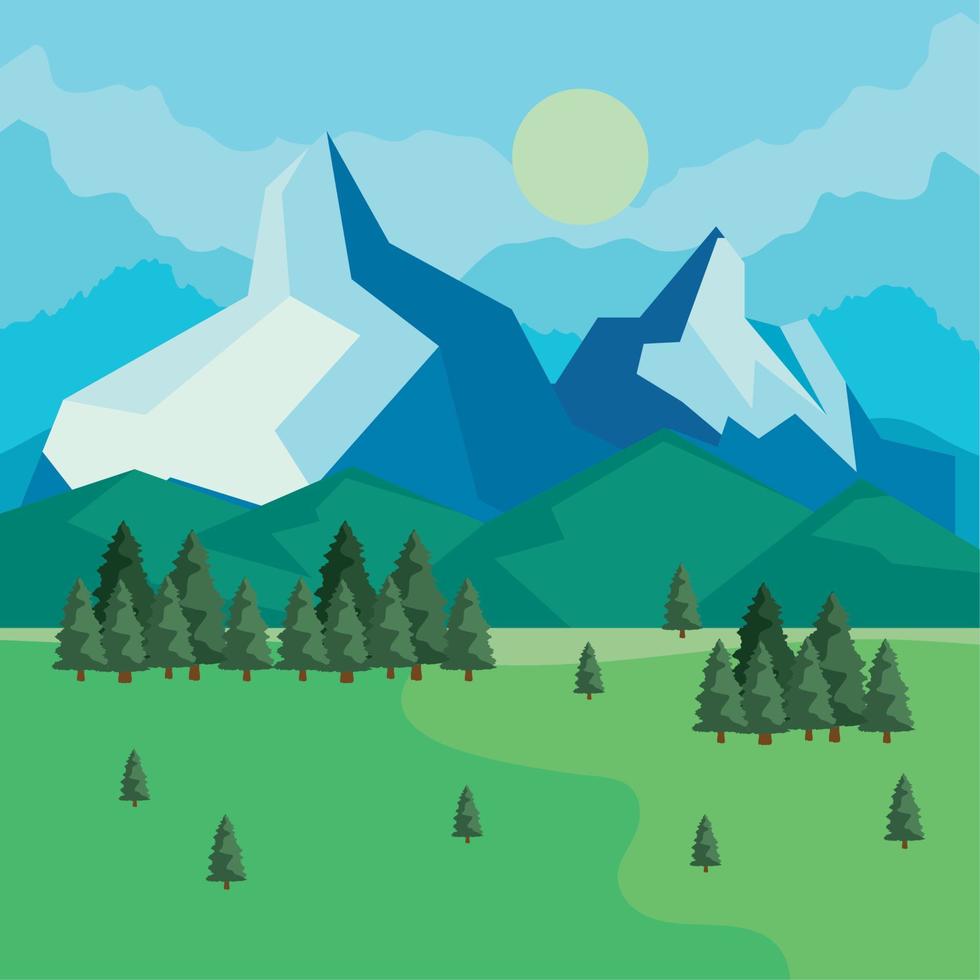 pines trees in savanna vector