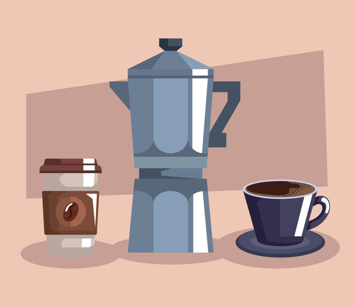 coffee drinks and kettle vector