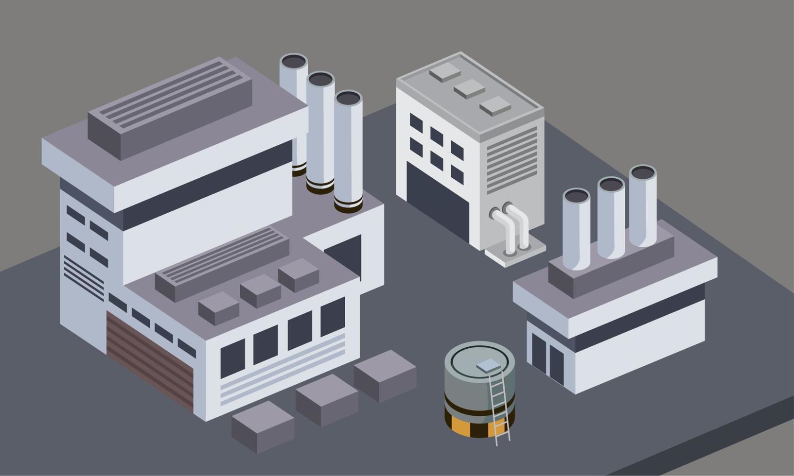 fábrica isométrica con escena de edificios vector