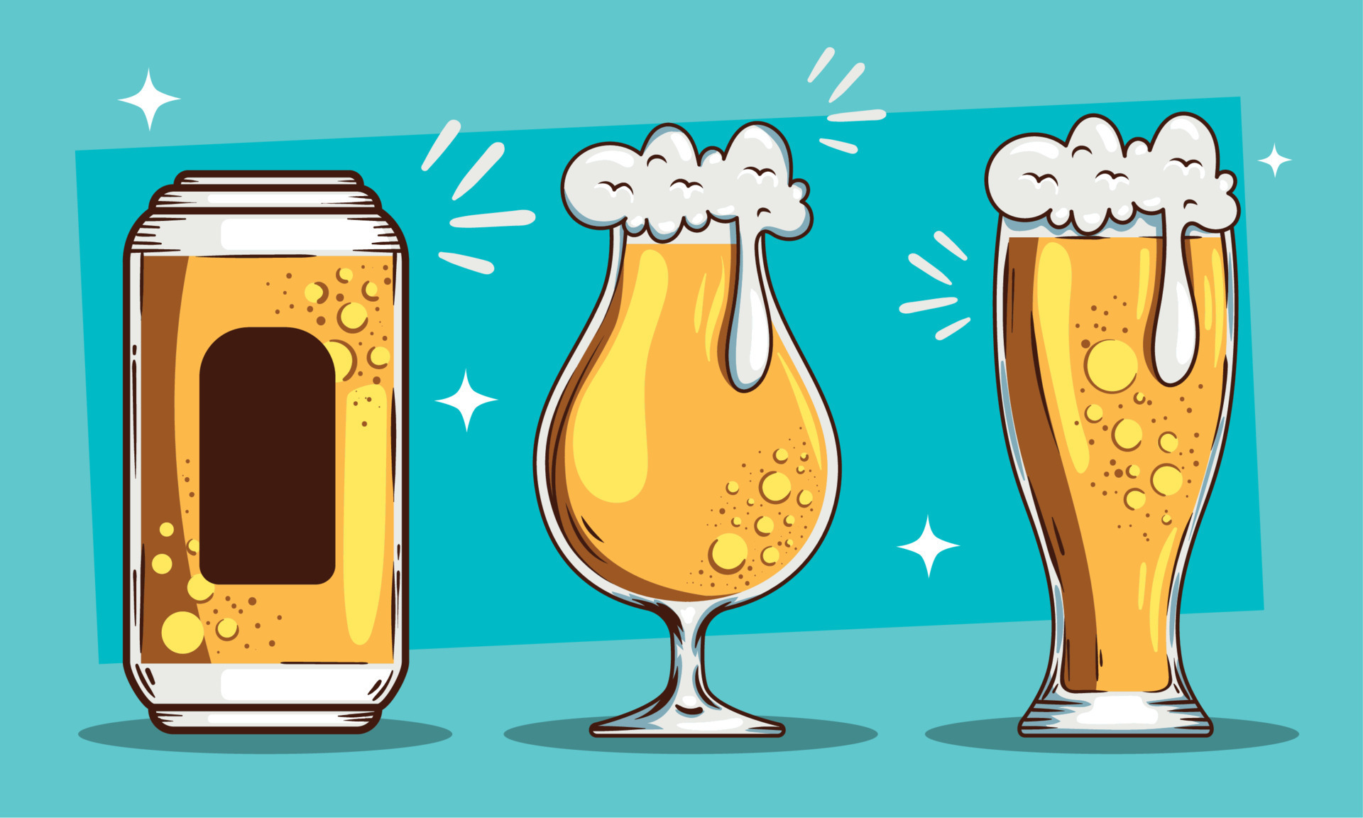 Three Beers Drinks 11378851 Vector Art At Vecteezy