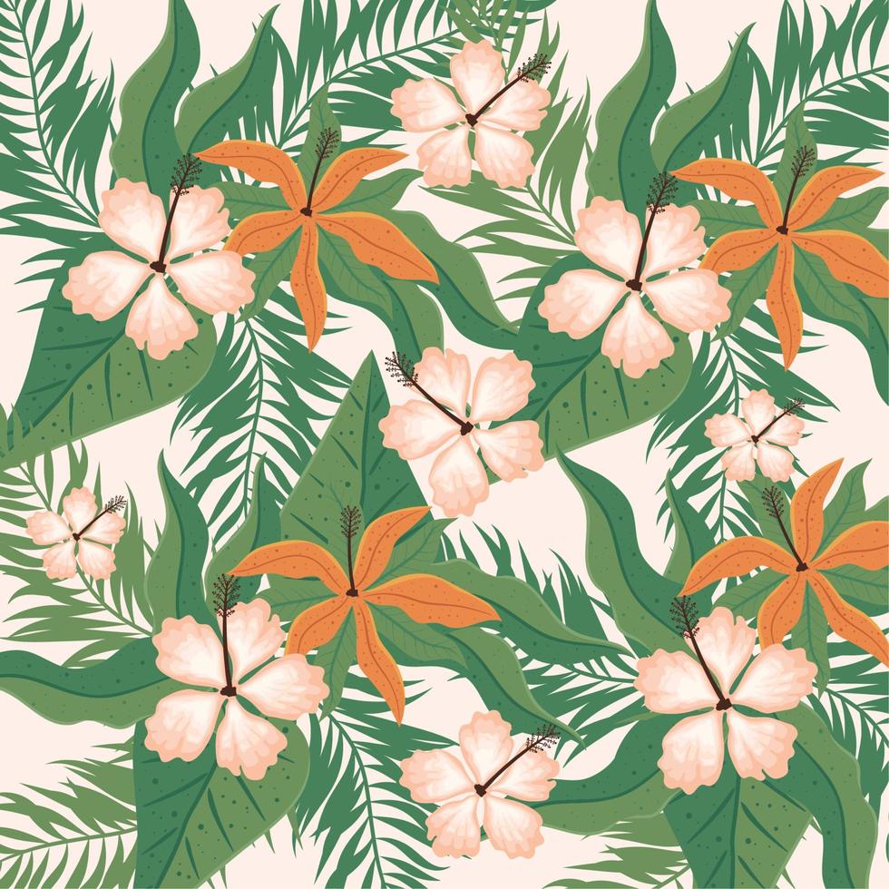 leafs and flowers jungle vector