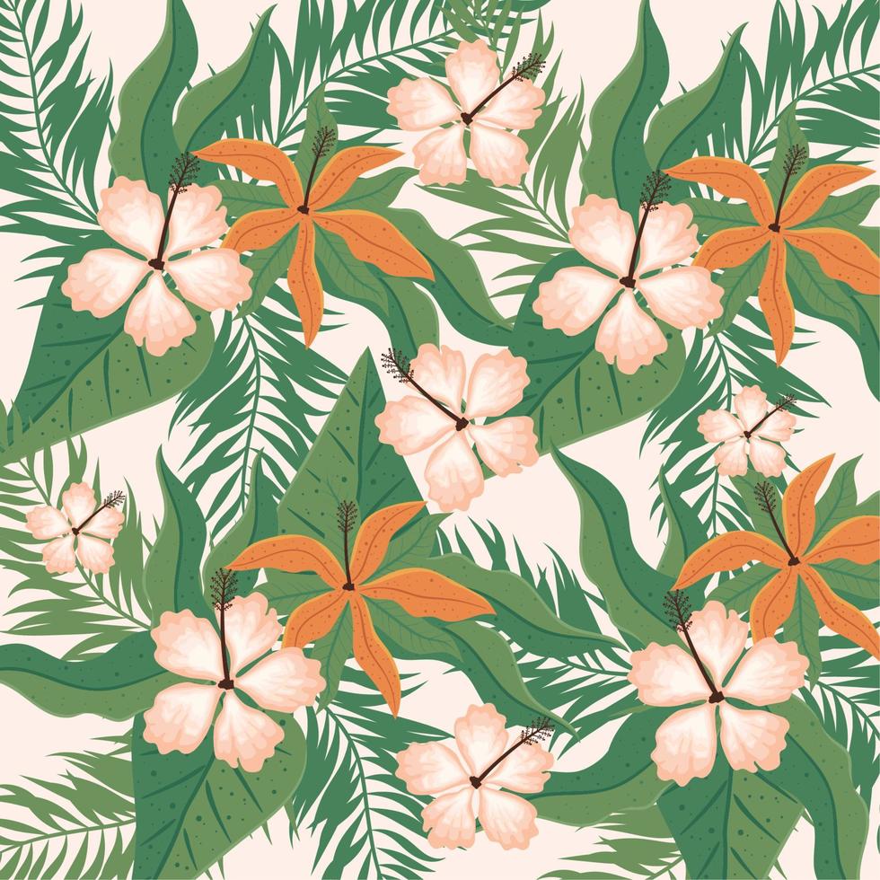 leafs and flowers jungle vector