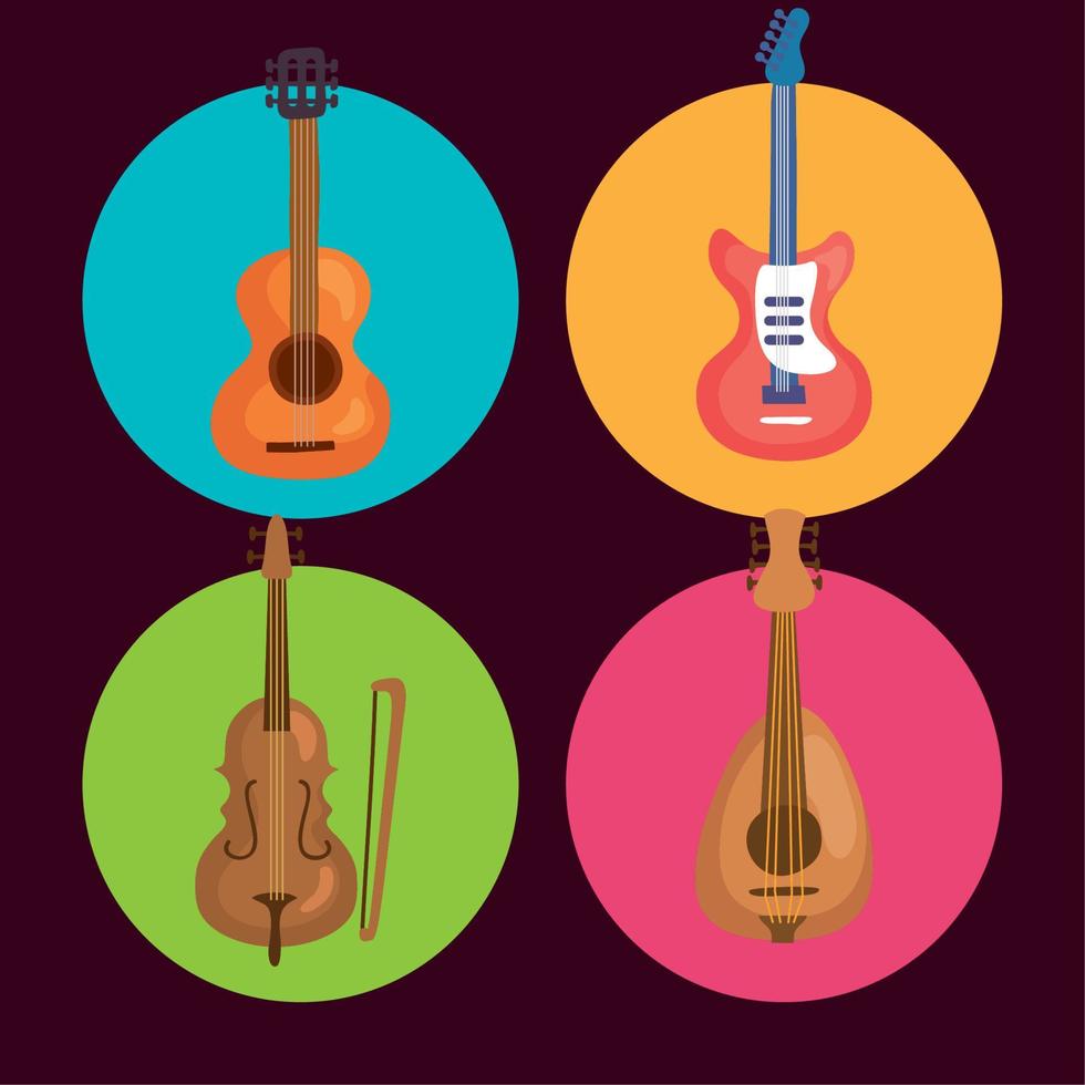 various musical instruments vector