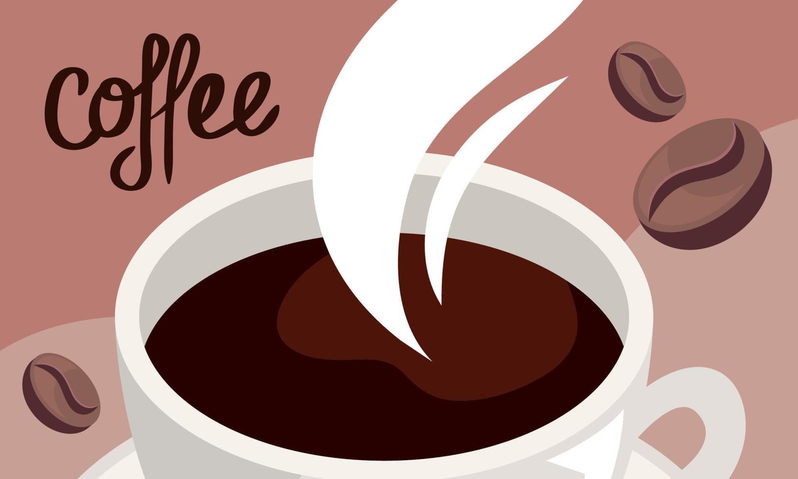 coffee lettering with cup vector