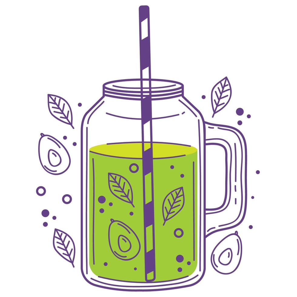 avocado detox drink icon vector