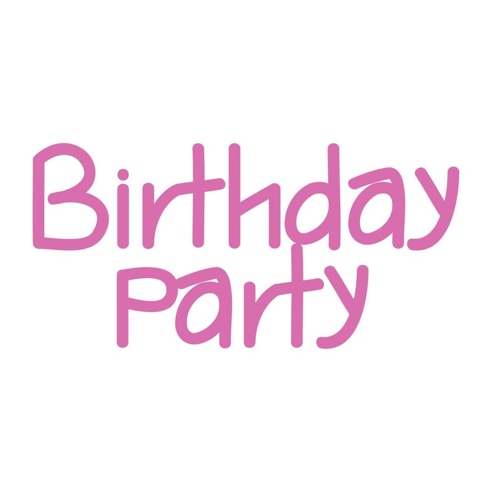 pink birthday party lettering vector