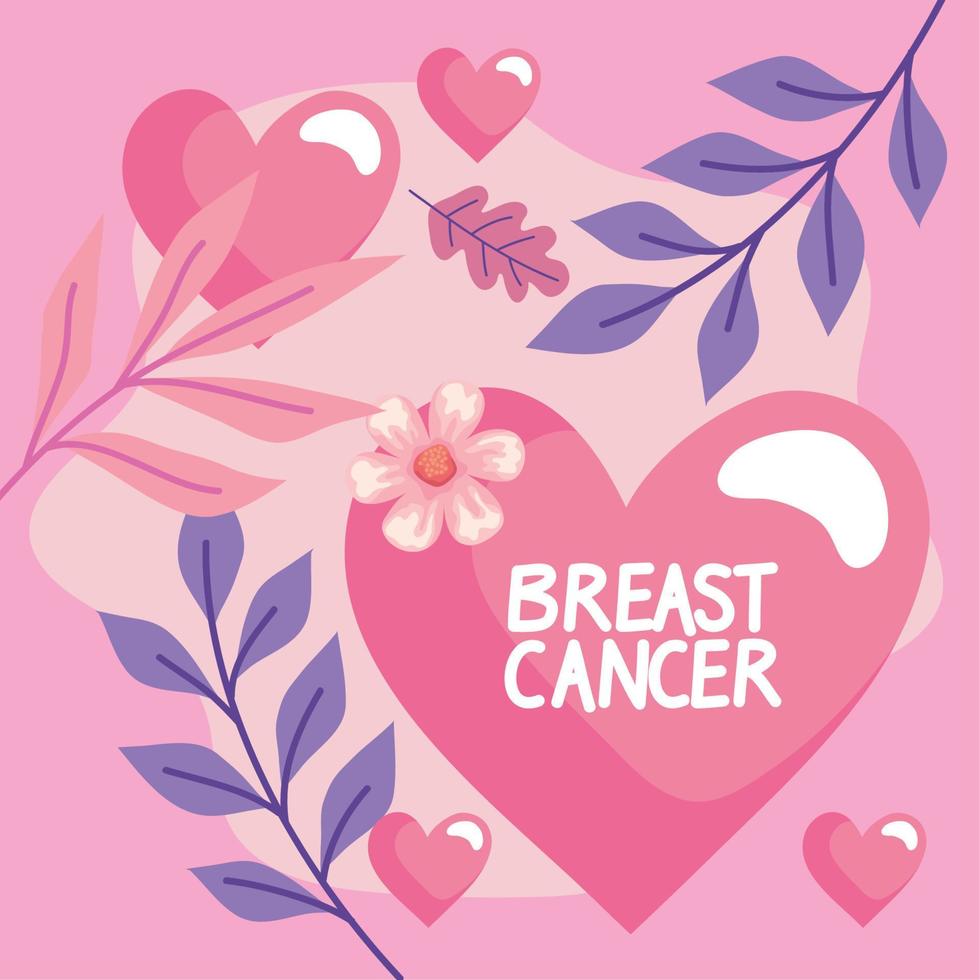 breast cancer lettering with heart vector