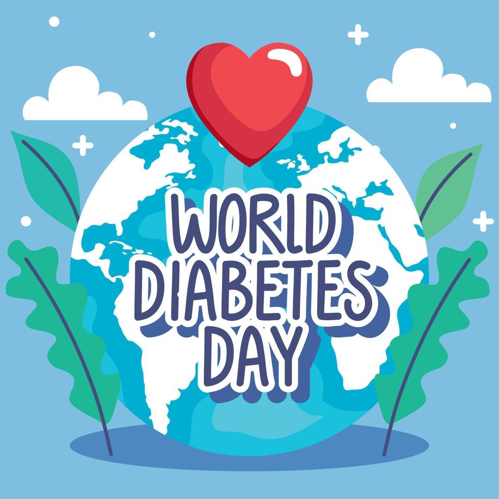 world diabetes day lettering vector