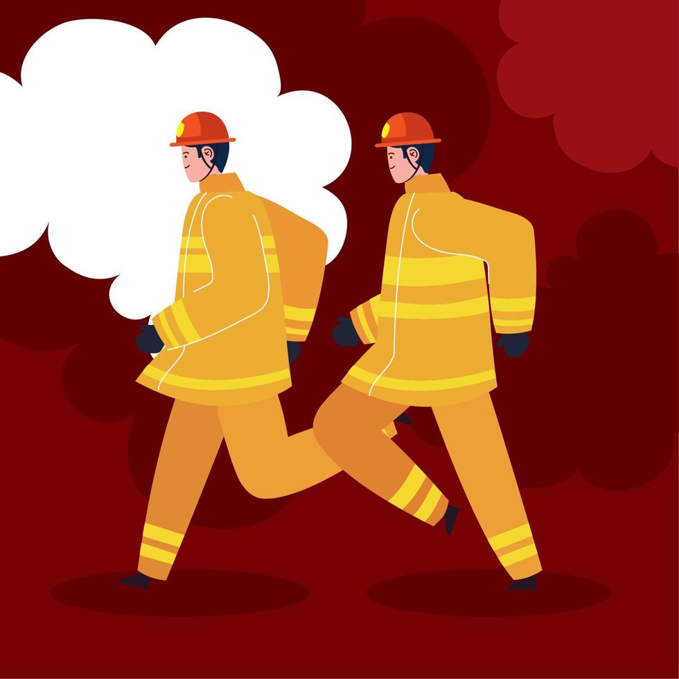 firefighters professionals running vector