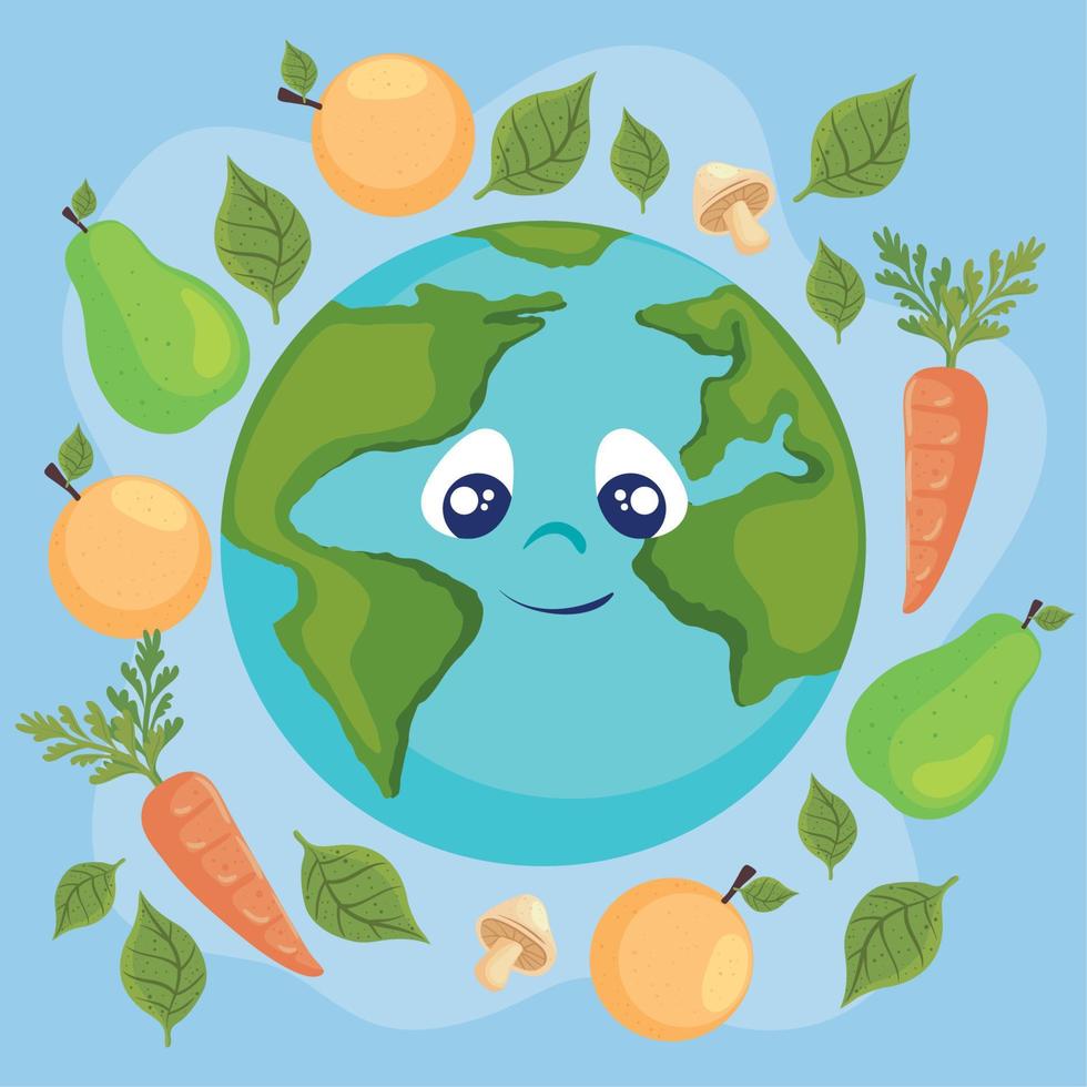 earth planet and healthy food vector