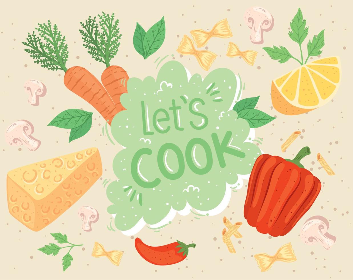 lets cook and healthy food vector