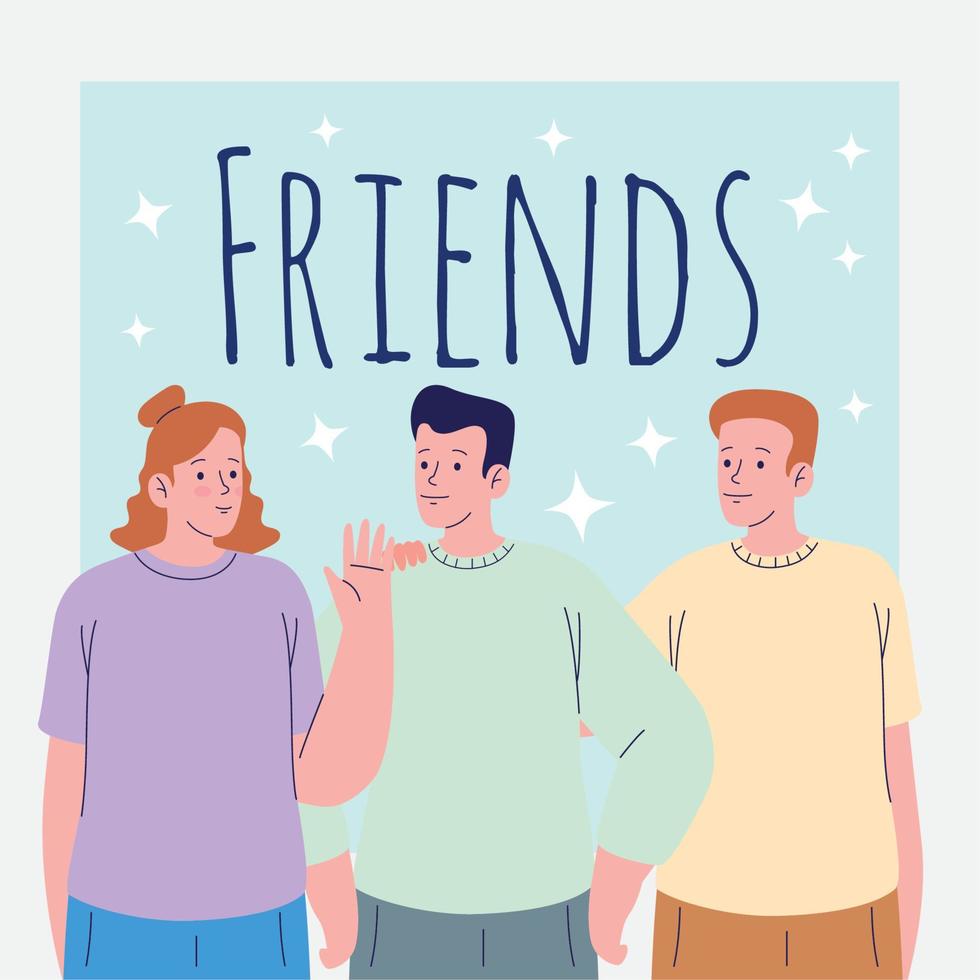 friends lettering and persons vector