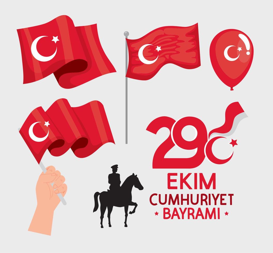 29 ekim bayrami icons vector