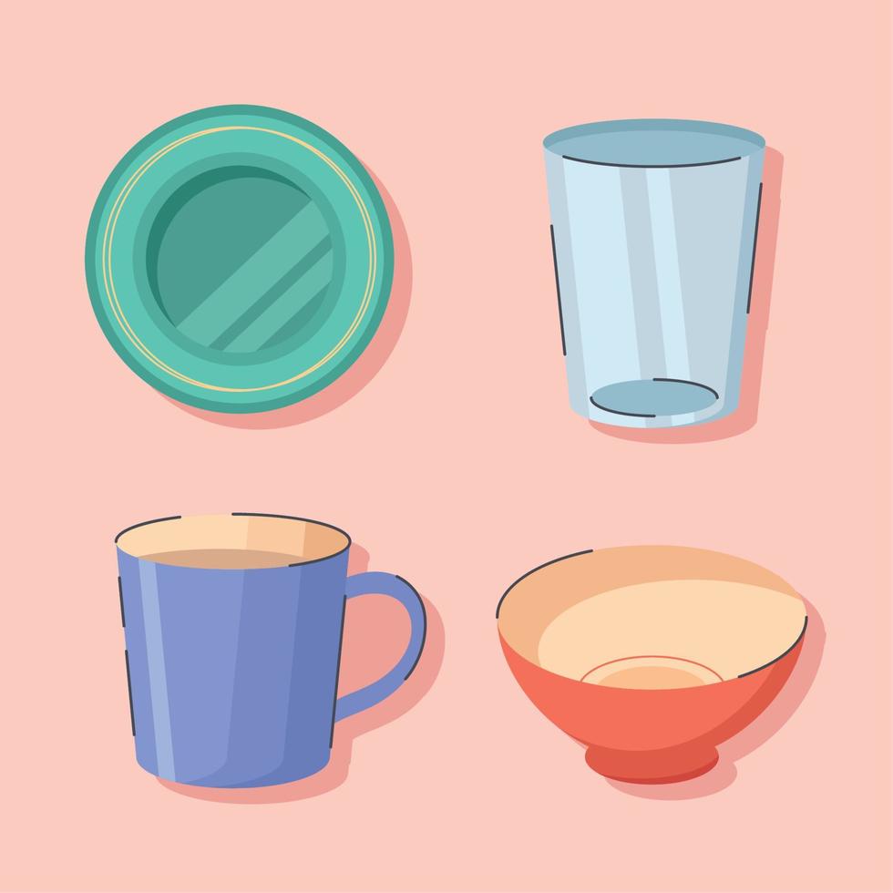 four kitchen equipment icons vector