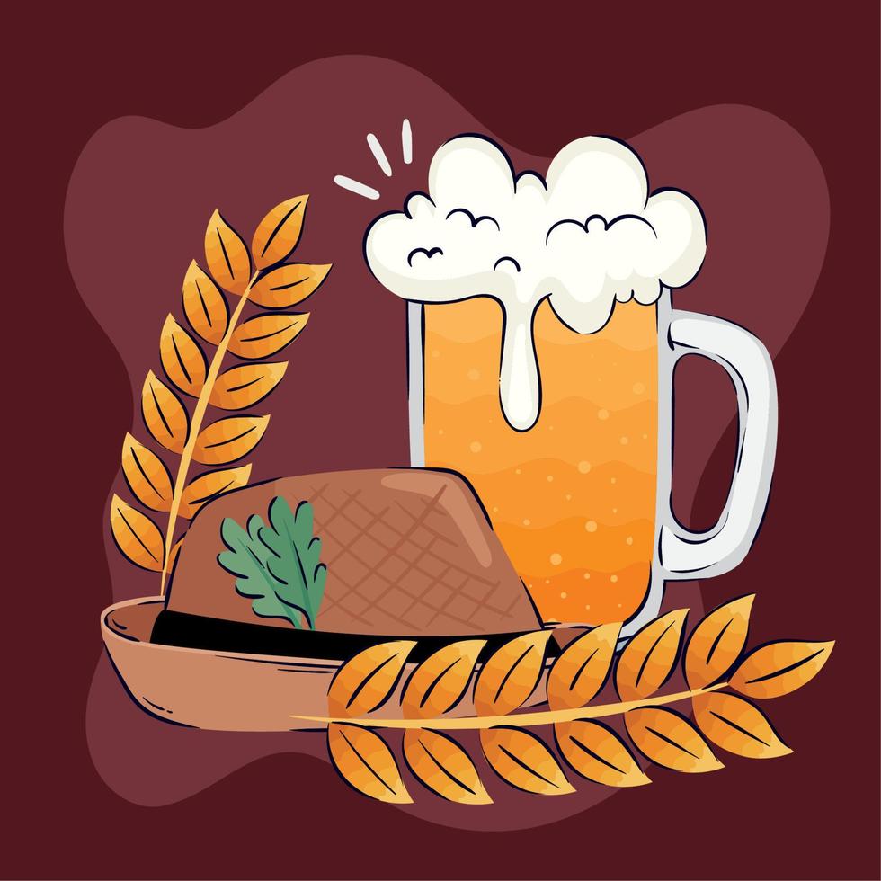 beer with tyrolean hat vector
