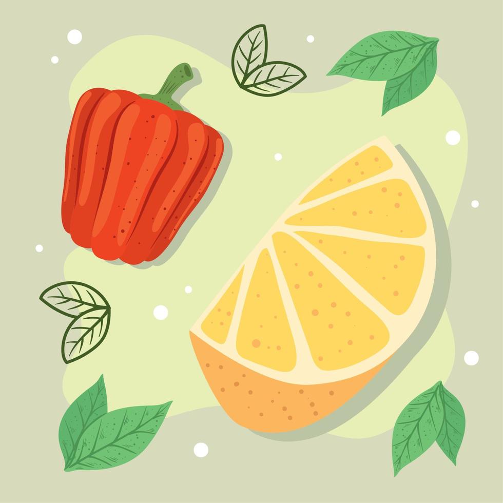 pepper and lemon vector