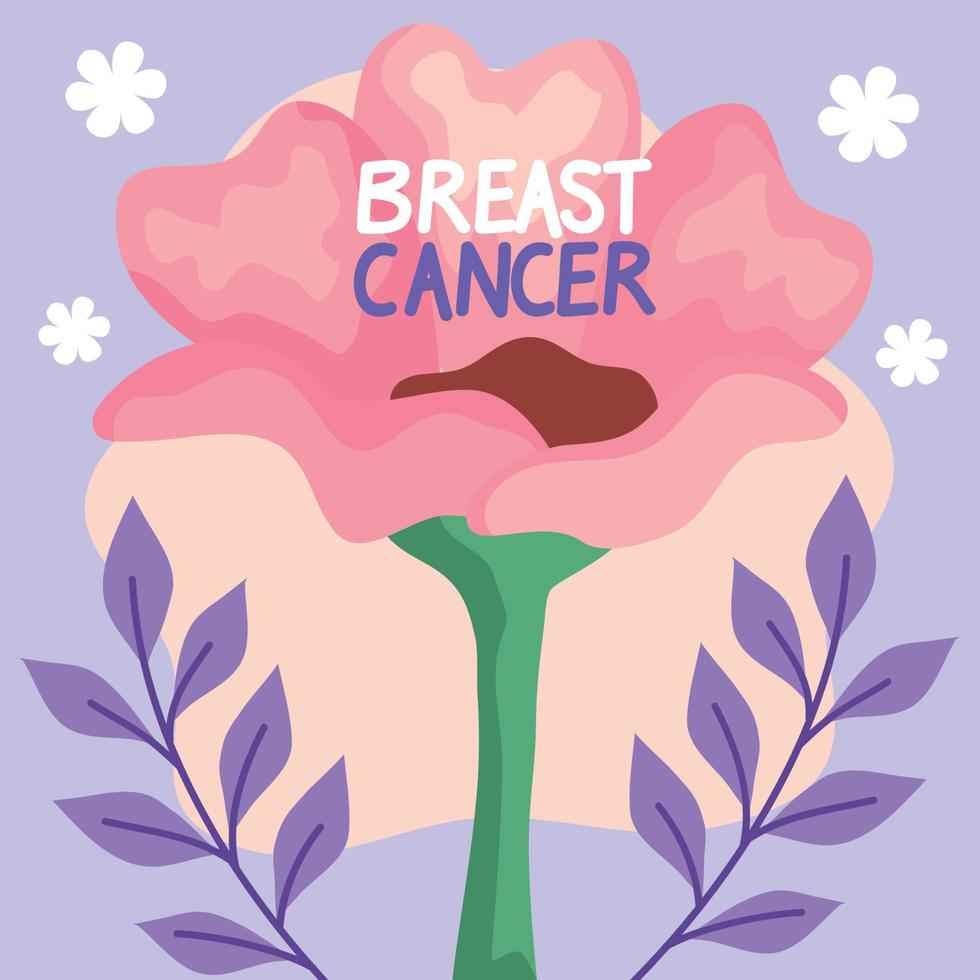 breast cancer lettering with rose vector