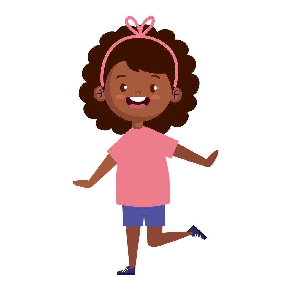 afro little girl playing vector