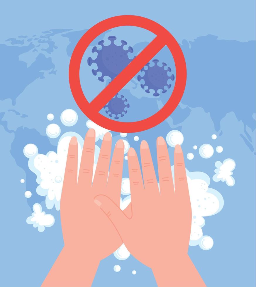 hands washing stoping covid19 vector