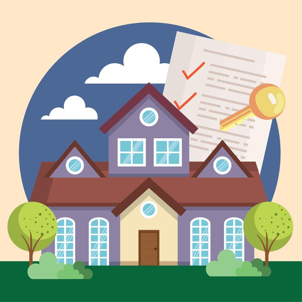 real estate contract and house vector