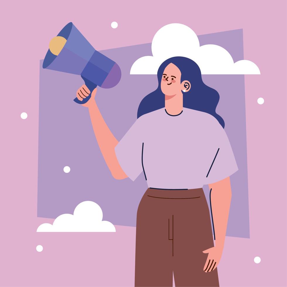 woman with megaphone vector