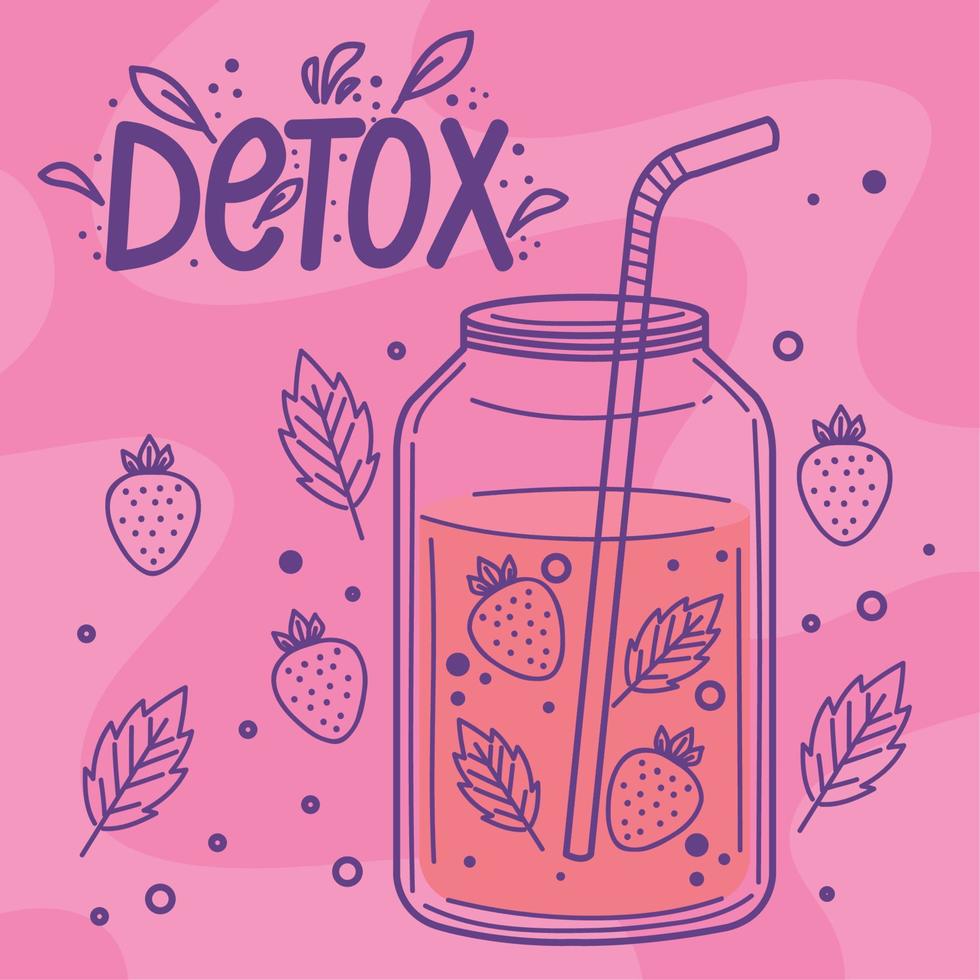 strawberry detox drink vector