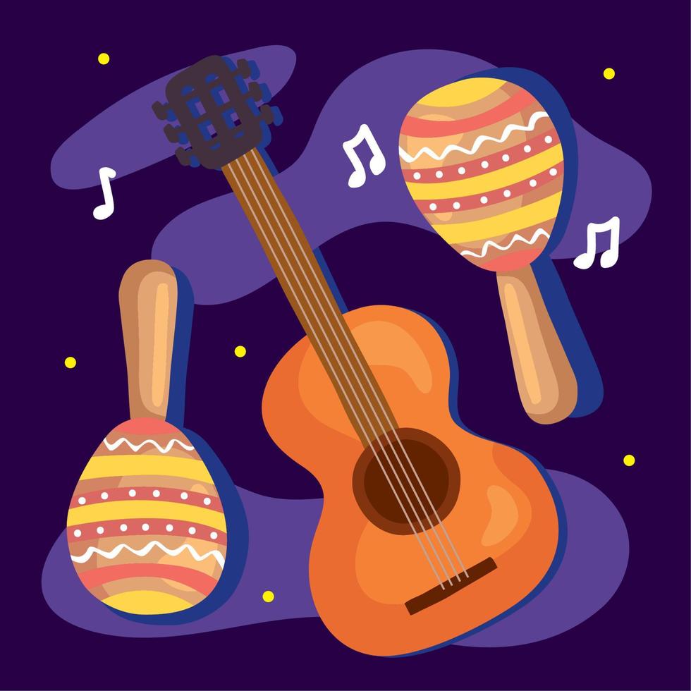 guitar and maracas vector