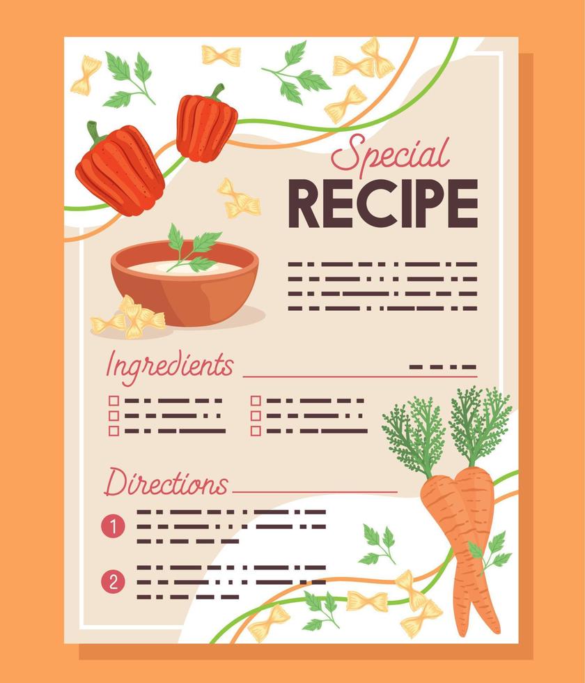 special recipe card vector