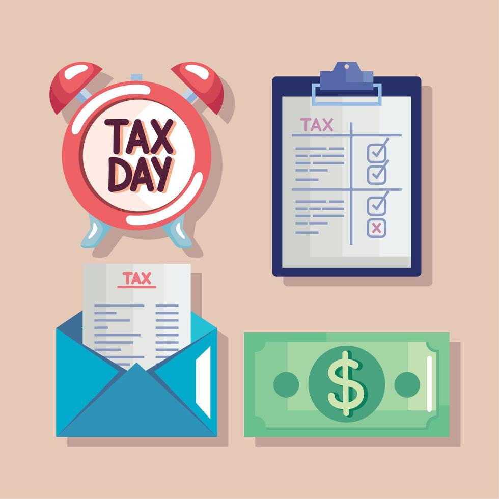 four tax day icons vector