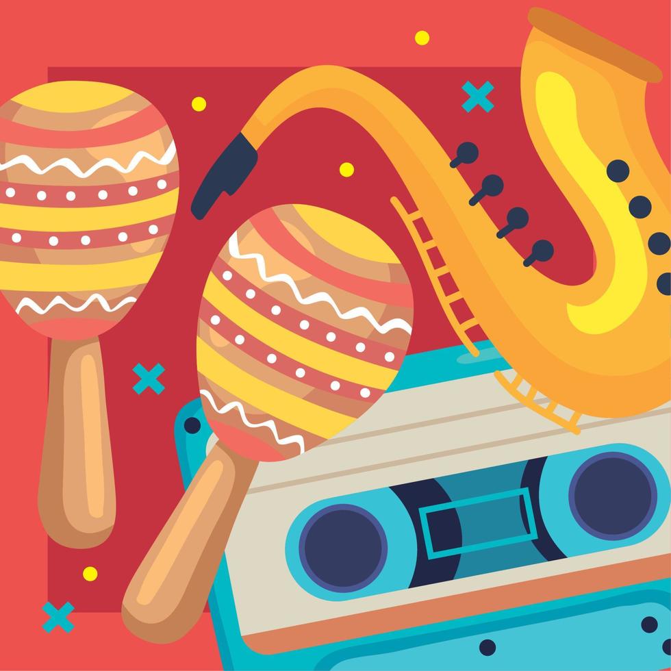 maracas and saxophone vector