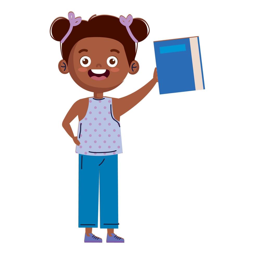 chica estudiante afro con libro vector