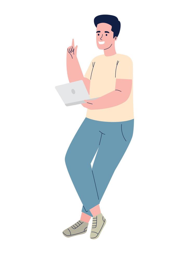 man using laptop vector