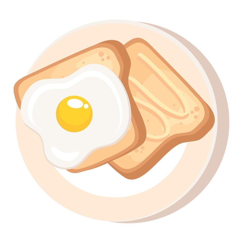egg fried in bread toast vector