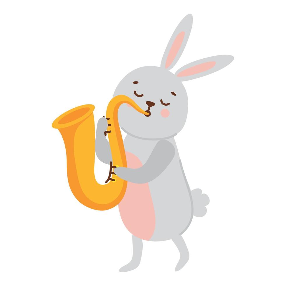 rabbit playing saxophone vector