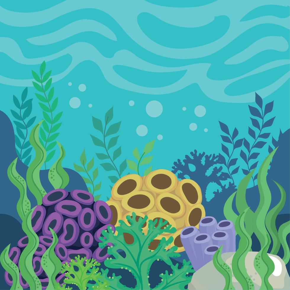 coral reefs underwater scene vector