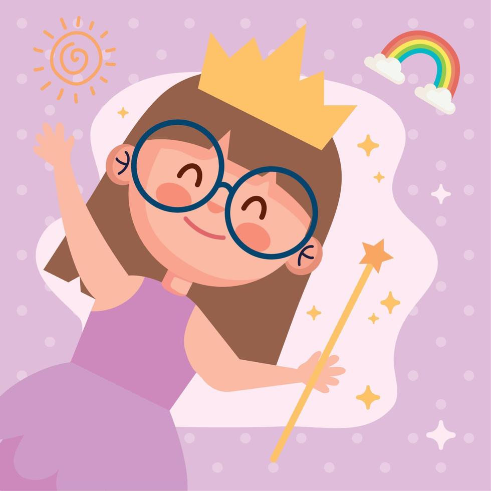 little girl with crown queen vector