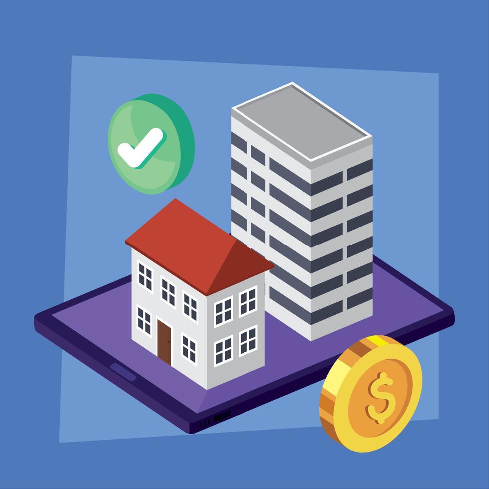 buildings with check and coin vector