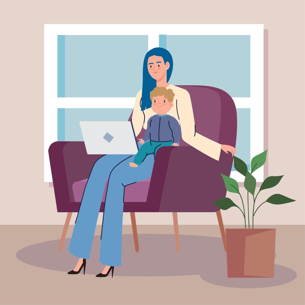 businesswoman with son vector