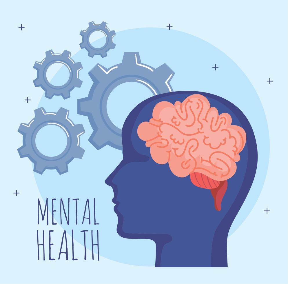 profile and gears mental health vector