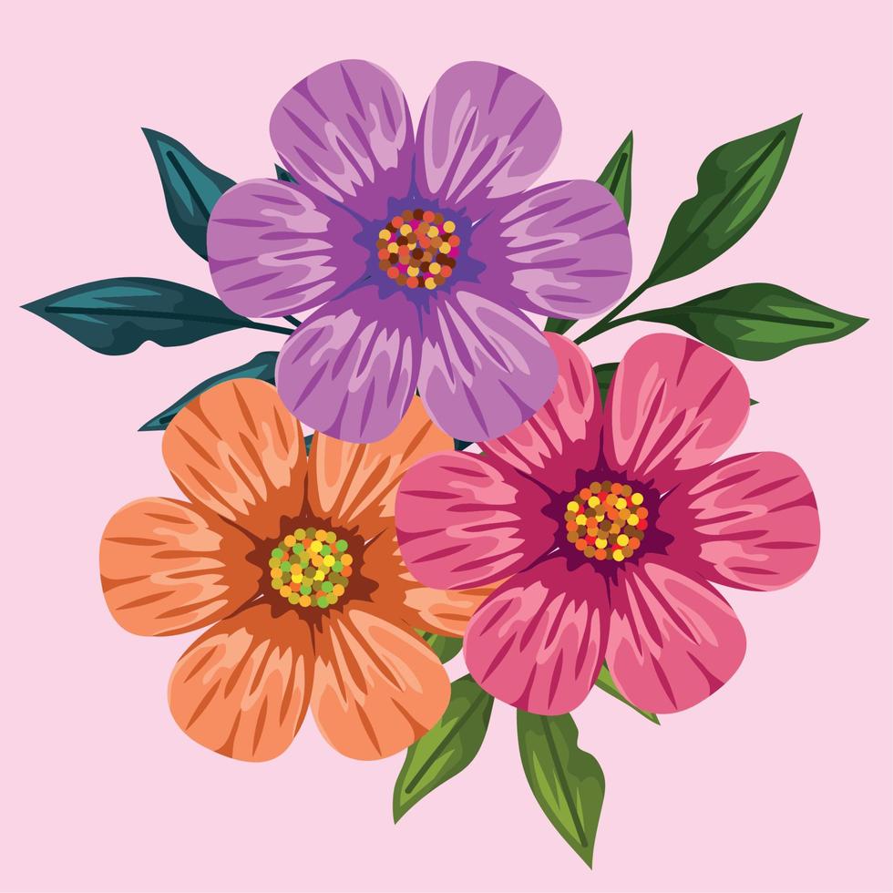 spring flowers and leafs vector