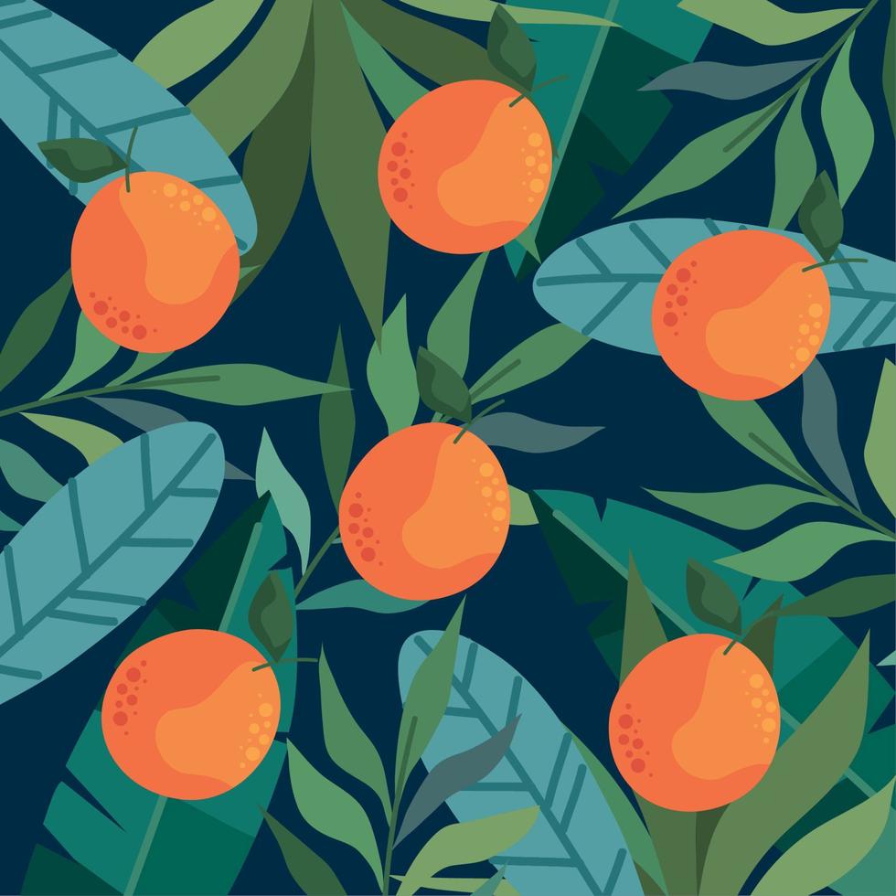 patrón de naranjas y hojas vector