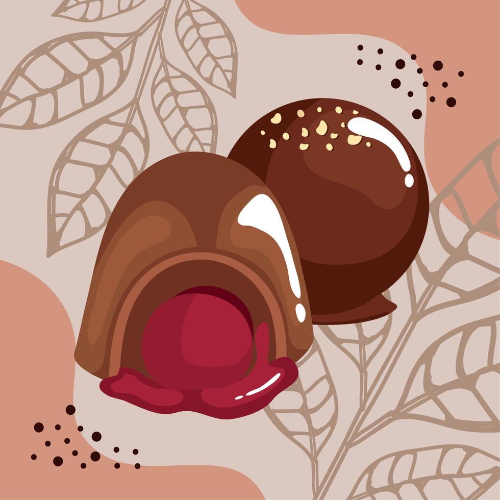trufas de chocolate caramelos dulces vector