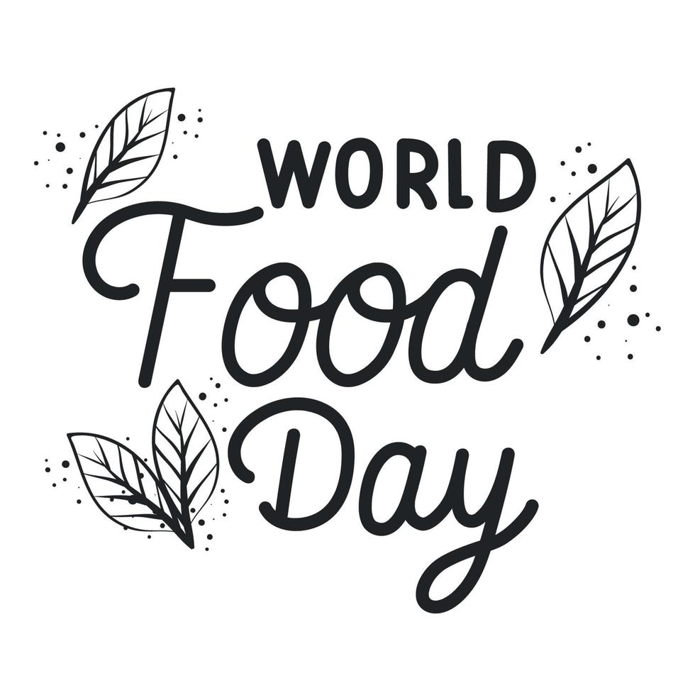 world food day lettering postcard vector