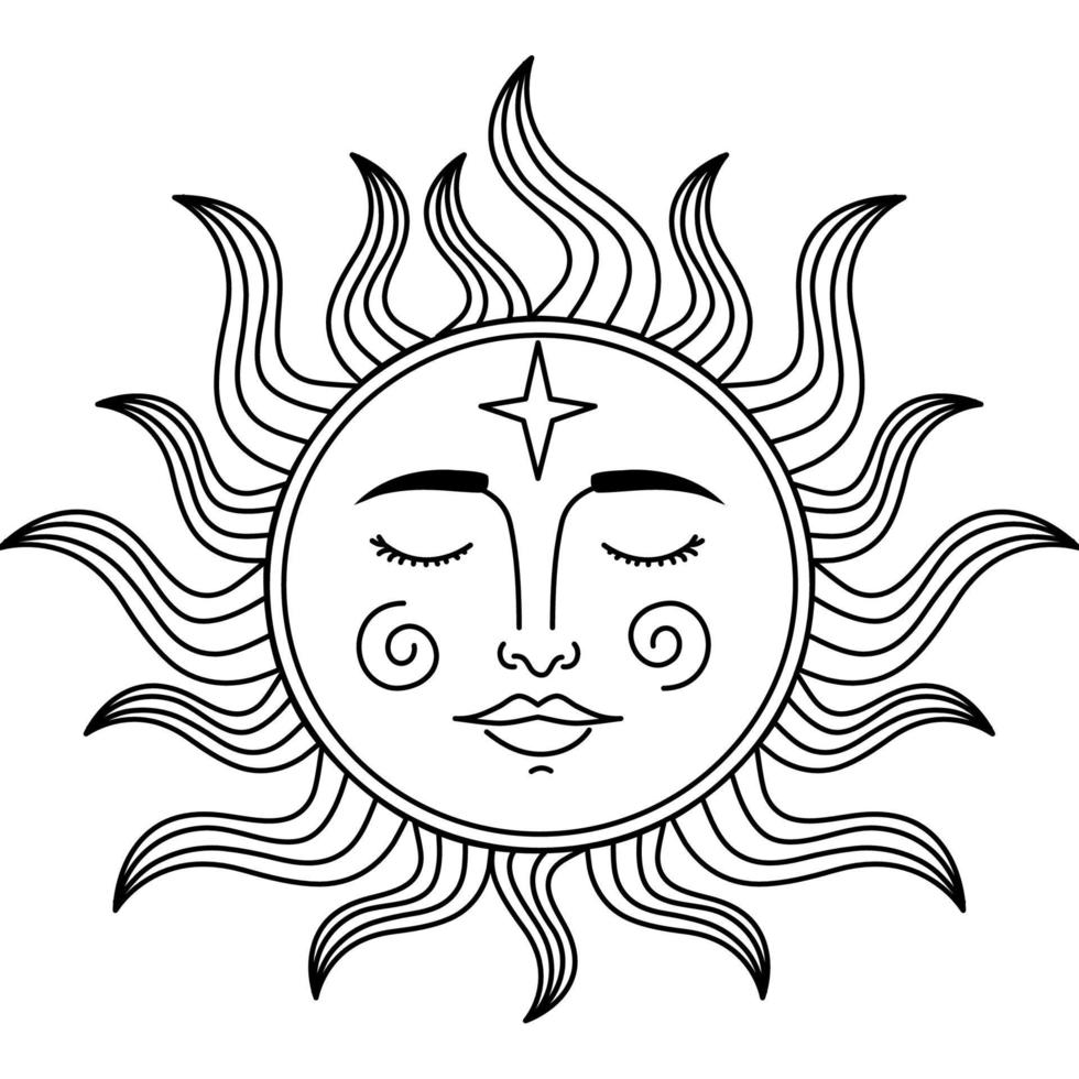 astrology sun retro vector