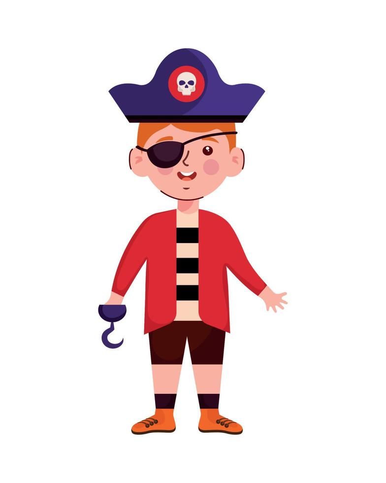 boy wearing pirate costume vector