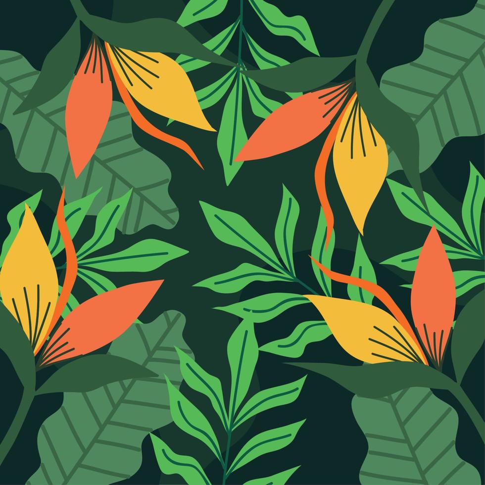 floral exotics heliconias pattern vector