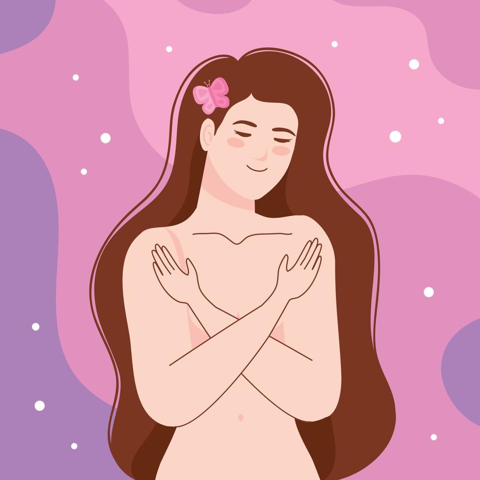 mujer desnuda con mariposa vector